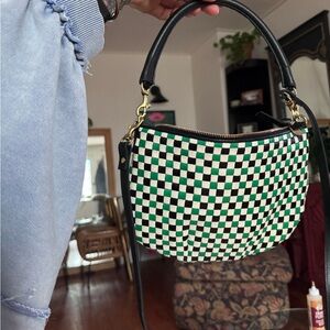 Checkered Black and Green CLARE V. Women's Bag